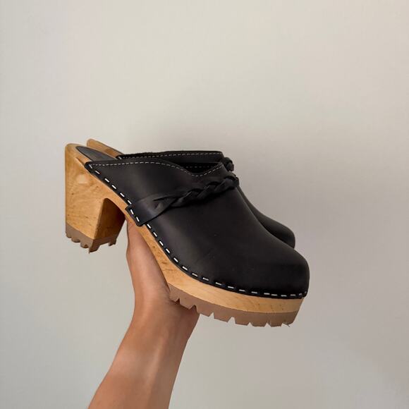 MIA Leather Elsa Heeled Clog Mule Sz 37 - Picture 2 of 6